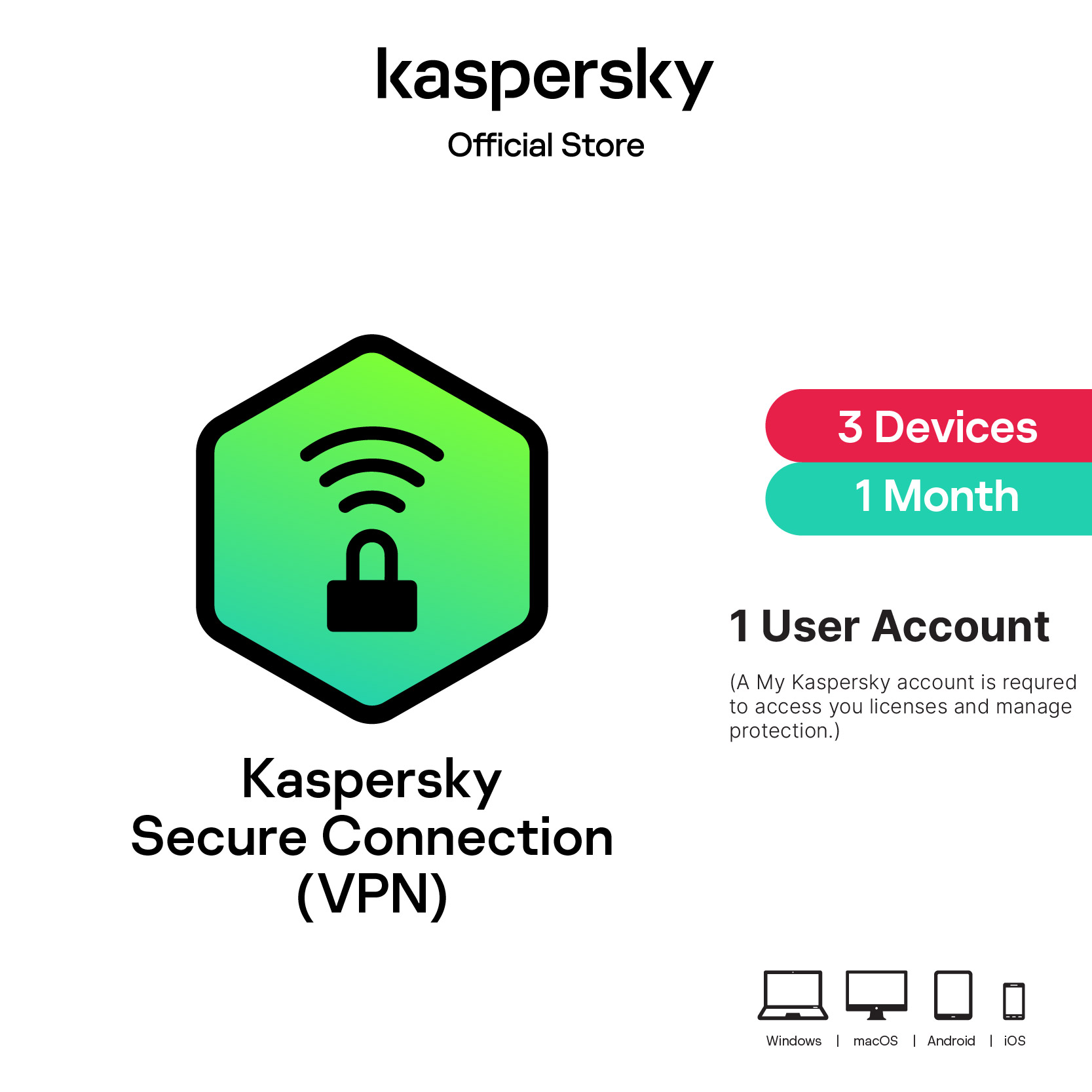 Kaspersky Secure Connection VPN 3 Devices 1 Month