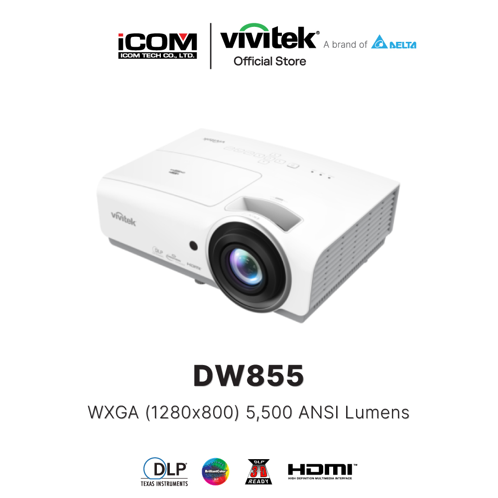 Vivitek DW855 WXGA (1280x800) PROJECTOR 5,500 ISO Lumens (โปรเจคเตอร์) พร้อมส่ง (Warranty 3 Years)